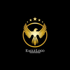 golden eagle with circle logo design