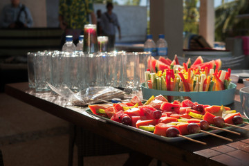 Fruit and refreshments for a buffet table