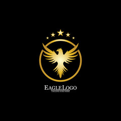 golden eagle with circle logo design