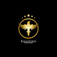 golden eagle with circle logo design