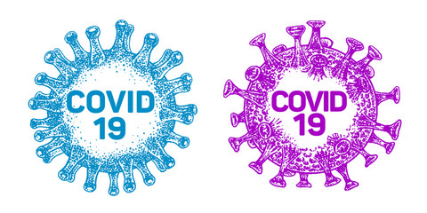 Coronavirus COVID-19. Virus biohazard warning. Futuristic background.