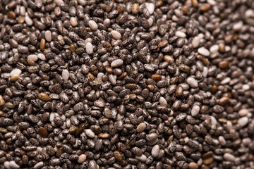 Texture of chia seeds closeup.