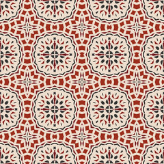 Fototapeta na wymiar Creative color abstract geometric pattern in red, white and black, vector seamless, can be used for printing onto fabric, interior, design, textile, tiles, pillow.