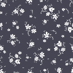 Cute hand drawn floral seamless pattern, lovely doodle flowers background, great for textiles, banners, wallpapers - vector design