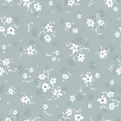 Cute hand drawn floral seamless pattern, lovely doodle flowers background, great for textiles, banners, wallpapers - vector design