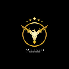 golden eagle with circle logo design