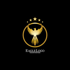 golden eagle with circle logo design