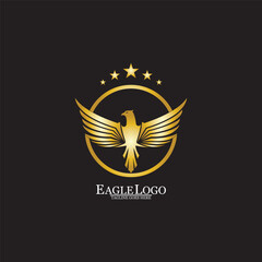 golden eagle with circle logo design
