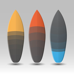 Vector Surfboards Design with Abstract Colorful Geometric Shapes Pattern