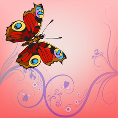 abstract floral background with butterfly