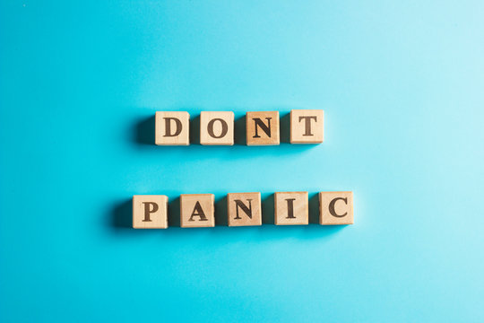 dont panic inscription on a blue background. concept of calm