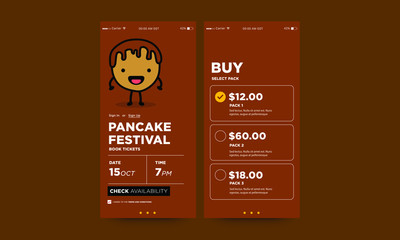 Pancake Event App UX and UI For Phone Screen