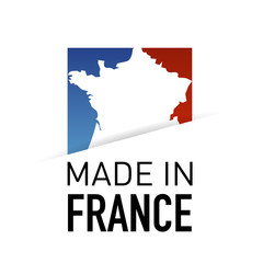 Obraz premium Logo de fabrication française avec carte de France.
