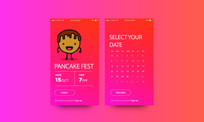 Pancake Event App UX and UI For Phone Screen