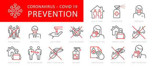 Coronavirus Prevention Vector Illustration Set