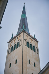 Tallinn, Estonia December 7, 2019 Winter season medieval streets and old town architecture of Estonian capital