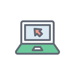 Laptop Vector Colour with Line Icon Illustration.