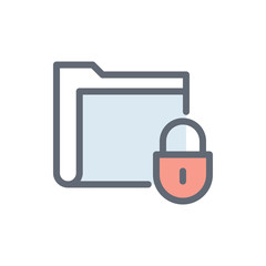 Locked Folder Vector Colour with Line Icon Illustration.