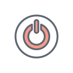 Power Button Vector Colour with Line Icon Illustration.