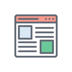 Web Advertisement Vector Colour with Line Icon Illustration.