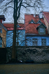 Tallinn, Estonia December 7, 2019 Winter season medieval streets and old town architecture of Estonian capital