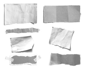 Collection of ripped paper isolated on white background with copy space for text