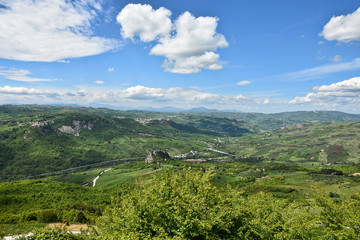 Panoramic view of a valley in the Molise region in Italy