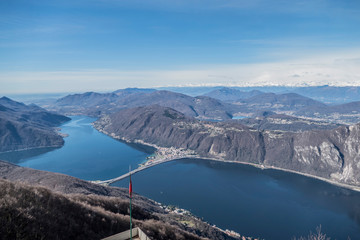 Obraz na płótnie Canvas Aerial view of the Lake of Lugano