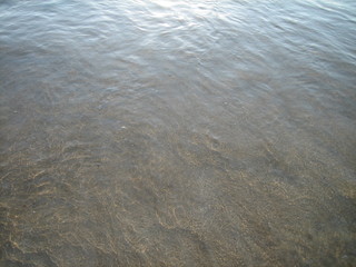 Top view of the dull ripples on the surface of muddy water.