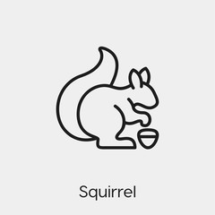 squirrel icon vector. Linear style sign for mobile concept and web design. squirrel symbol illustration. Pixel vector graphics - Vector. 