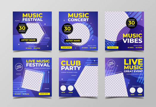 Music concert festival banner for flyer and social media post template