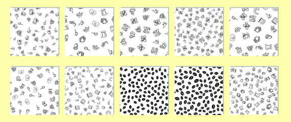 Coffee seamless vector pattern for Cup mug, restaurant or cafe menu design. 