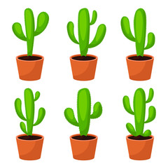 Cactus set vector design illustration isolated on white background