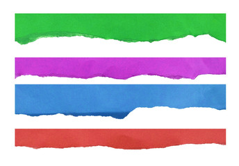 Old ripped color paper isolated on white background with copy space for text