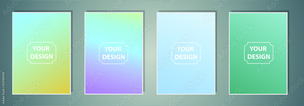 Poster set of abstract vector gradient backgrounds. colorful texture for your design. mobile app template