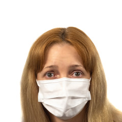 Girls in medical masks are protected from the epidemic of coronavirus  isolated on a white...