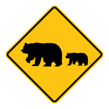 Bear Crossing Road Sign Clipart