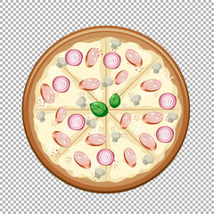 Tray of pizza on transparent background