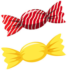 Obraz premium Two candies in red and yellow wrapping