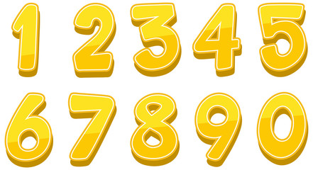 Font design for numbers one to zero on white background