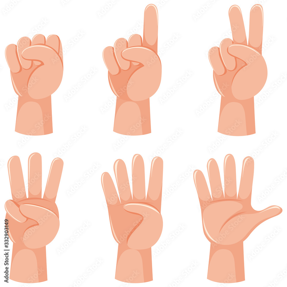 Wall mural counting numbers with hand gesture