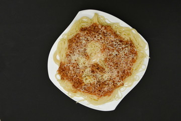 Spaghetti bolognese on a white plate,Spaghetti Recipes 