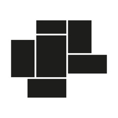 Vector mood board of six frames. Black photo collage templates.