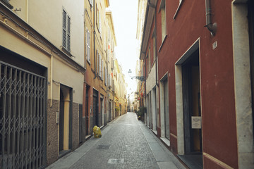 empty street in Parma during covid-19 quarantine in Italy