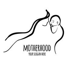 Line illustration Motherhood. Contour symbol. Vector isolated outline