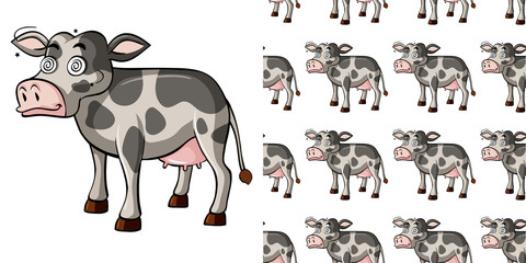 Seamless background design with dizzy cow