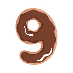Letter of the donut alphabet on the white background
