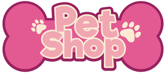 Font design template for word pet shop on white background