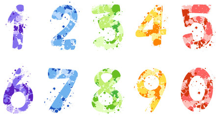 Font design for number one to zero on white background