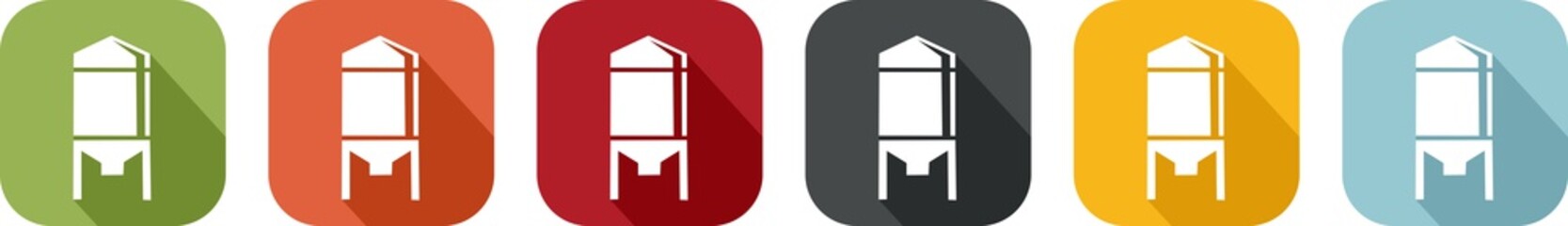 Coloured icons of grain silos for agricultur © sissoupitch